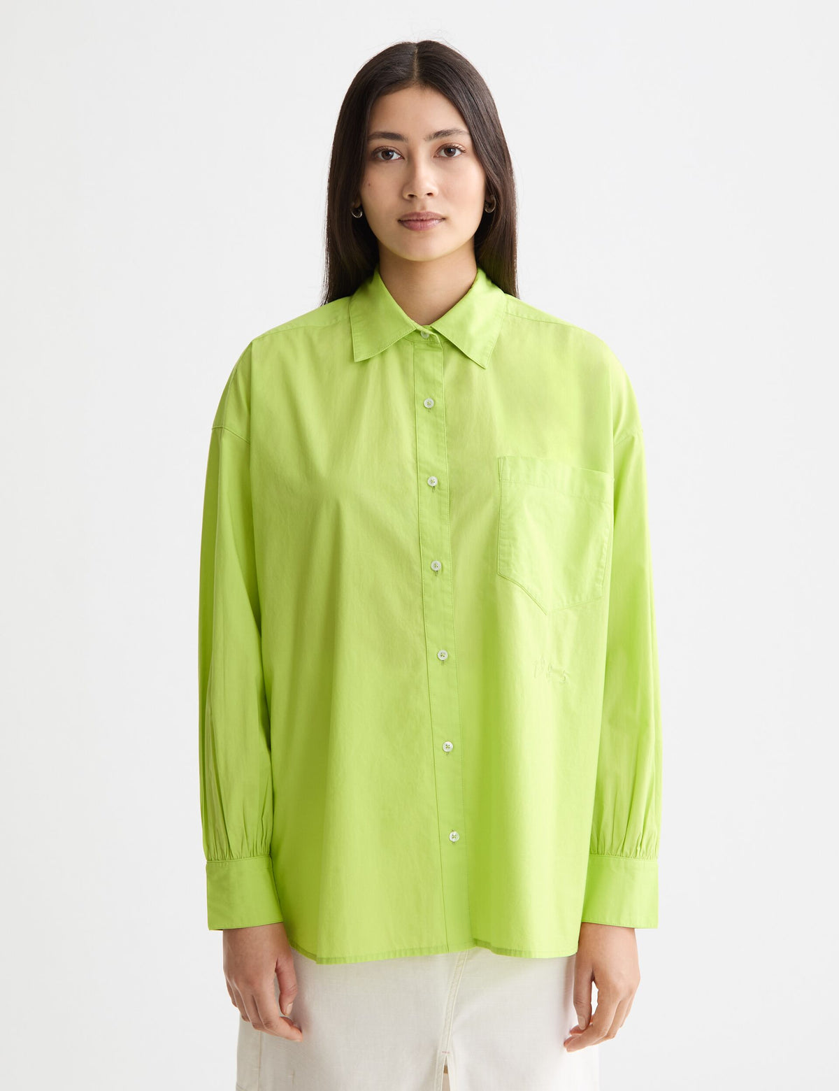 Broderad girlfriend-skjorta - Green Glow