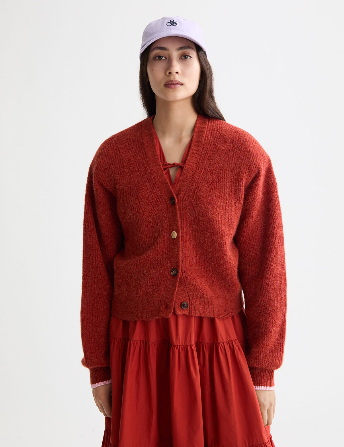 Cardigan Relaxed Fit Soffice - Ketchup