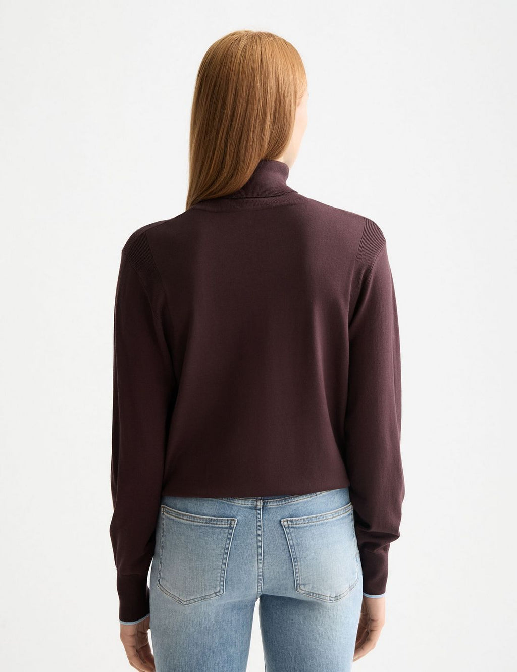 Maglione a Collo Alto Taglio Morbido - Chocolate Plum