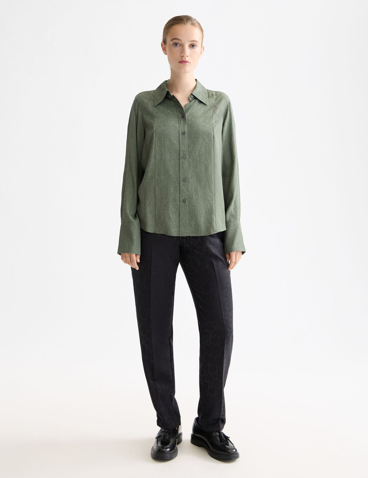 Regular fit jacquard overhemd - Thym