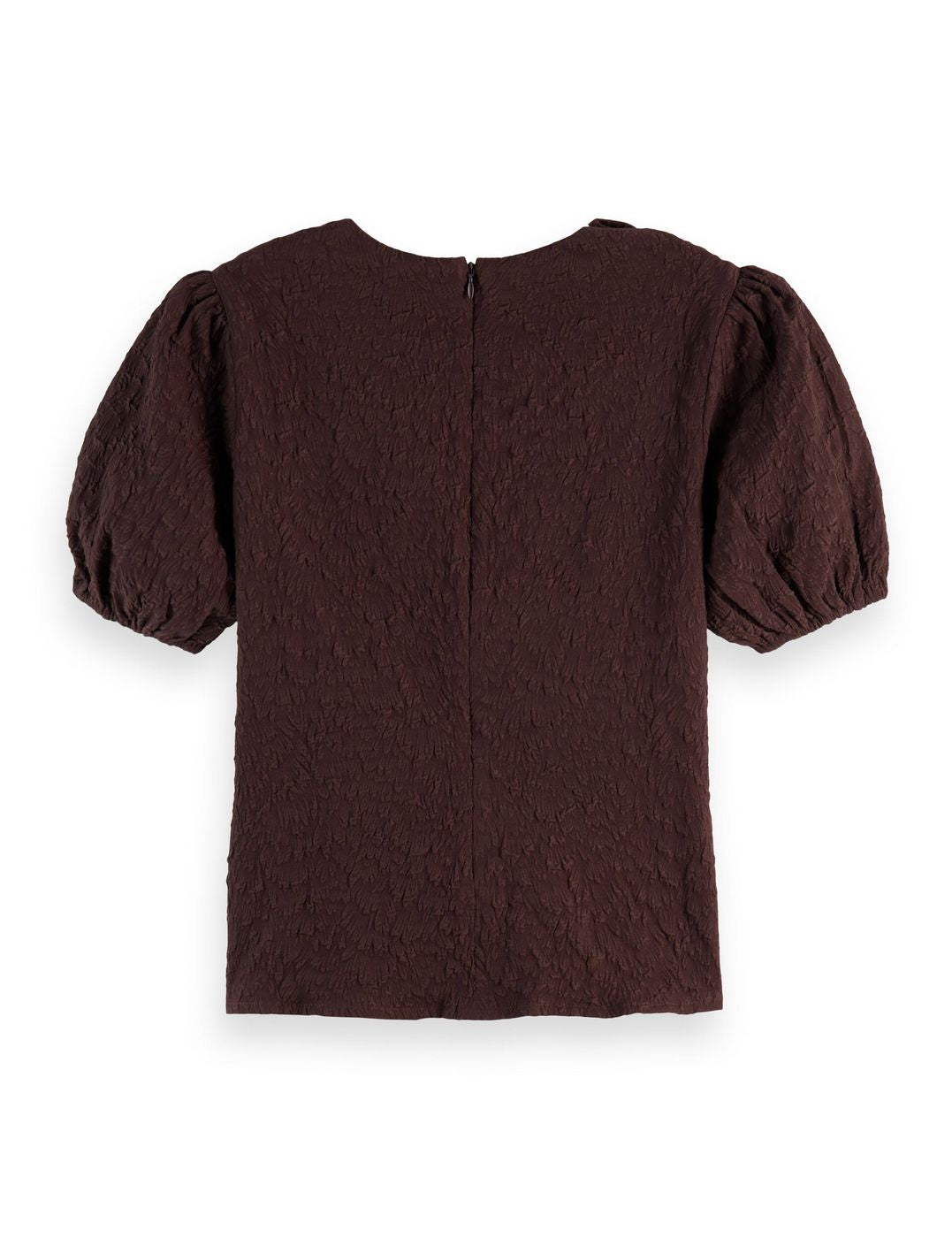 Strukturerad topp med puffärmar - Chocolate Plum