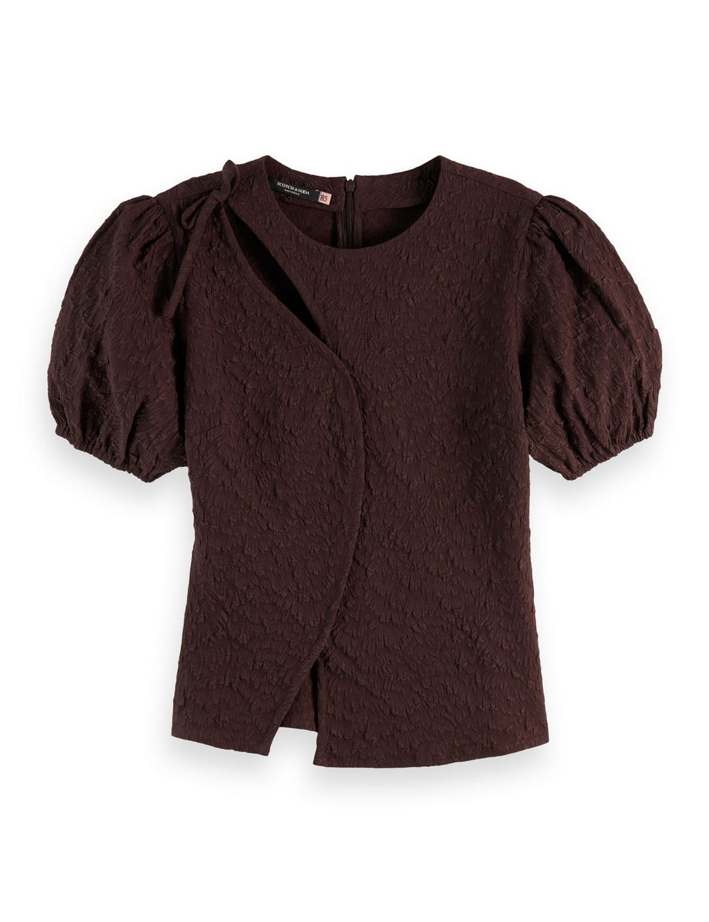Strukturerad topp med puffärmar - Chocolate Plum