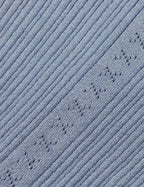 Figurnära ribbstickad kofta med metallicglans - Metallic denimblå