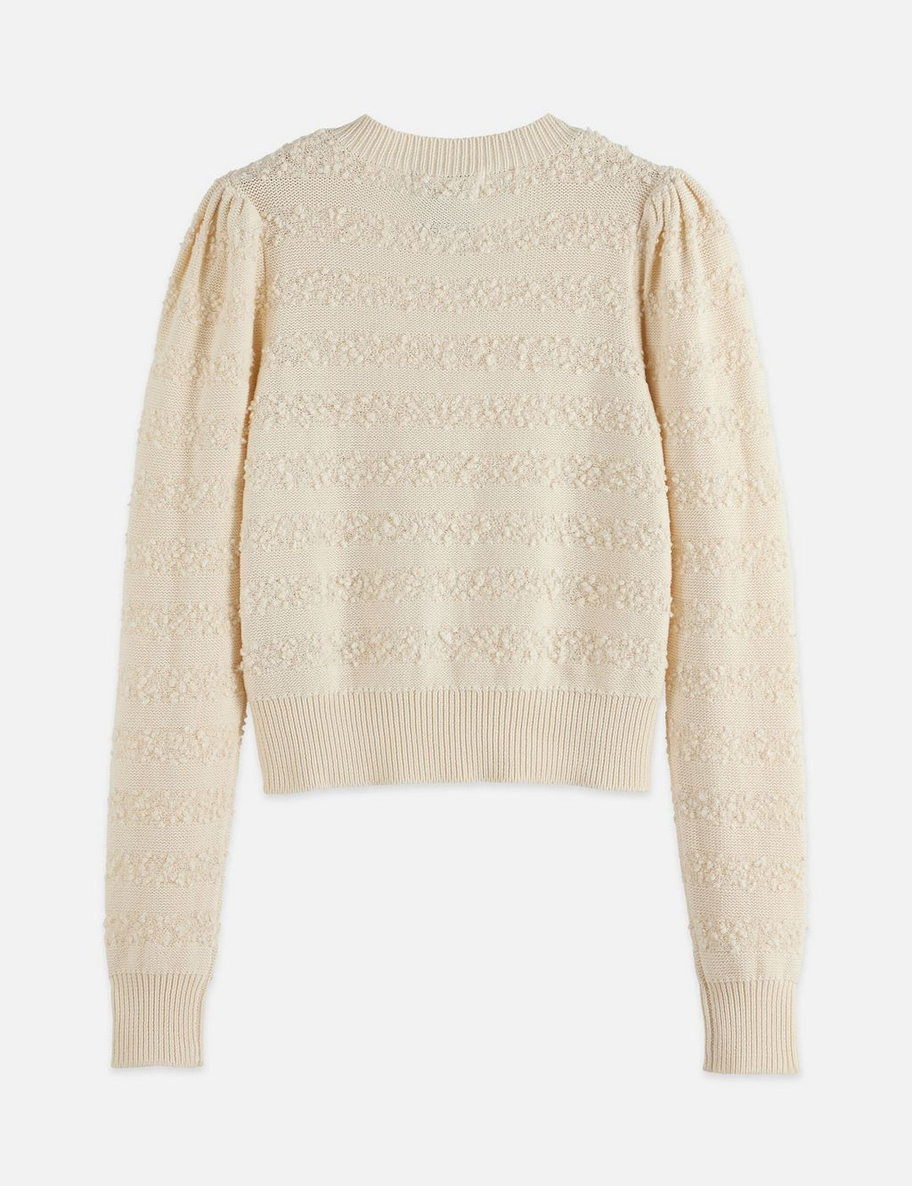 Cardigan Bouclé Stripe Crew Neck - Eggnog