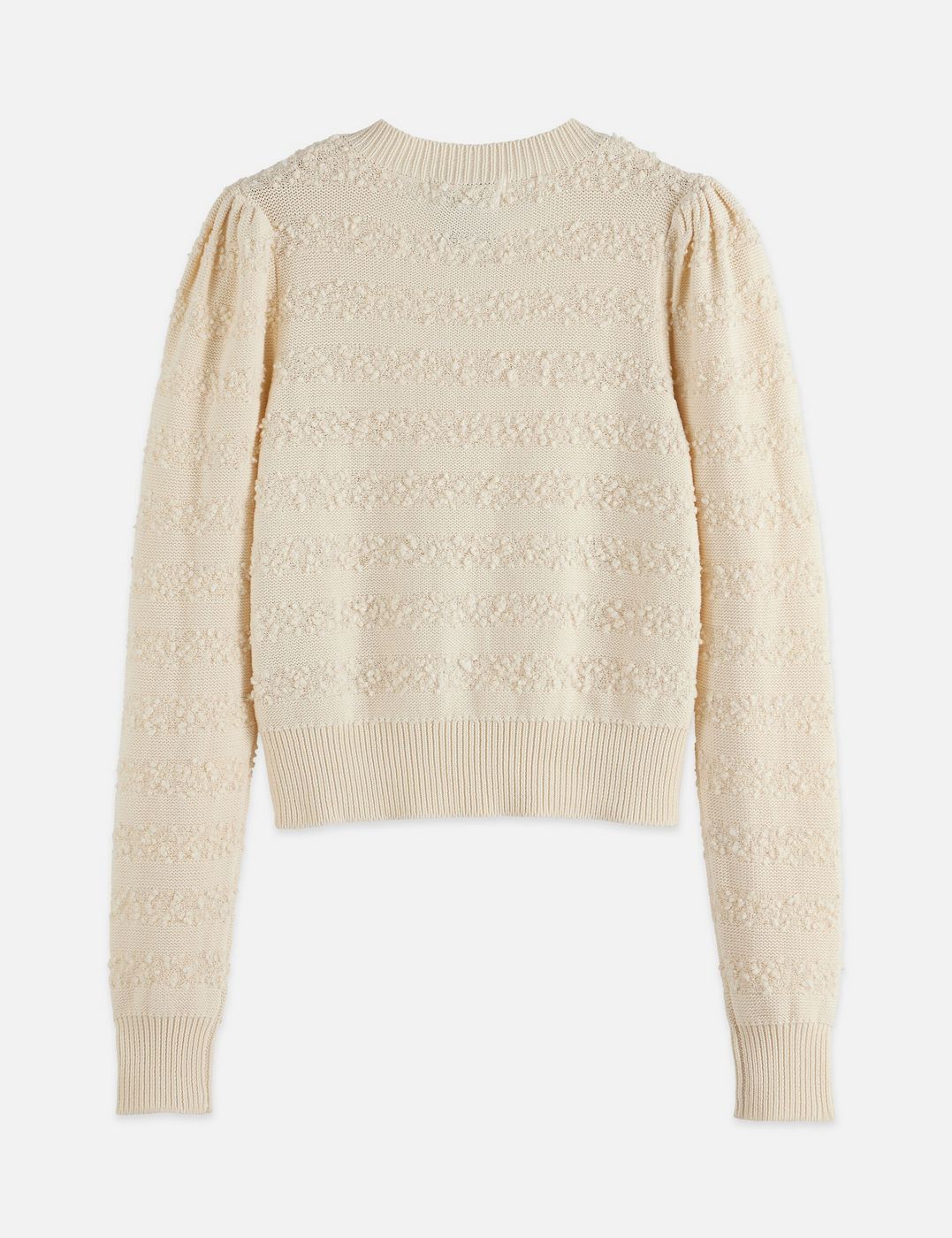 Cardigan Bouclé Stripe Crew Neck - Eggnog