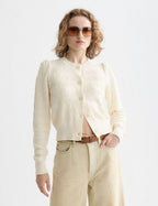 Cardigan Bouclé Stripe Crew Neck - Eggnog