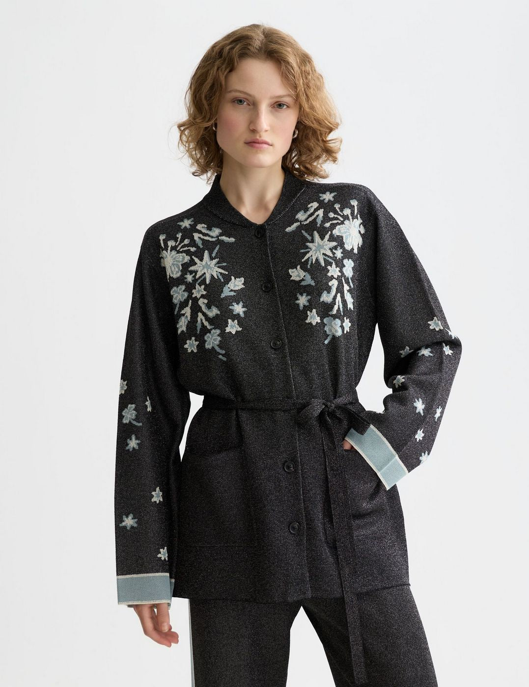 Veste 40 Years Jacquard Belted Knitted - Meteorite