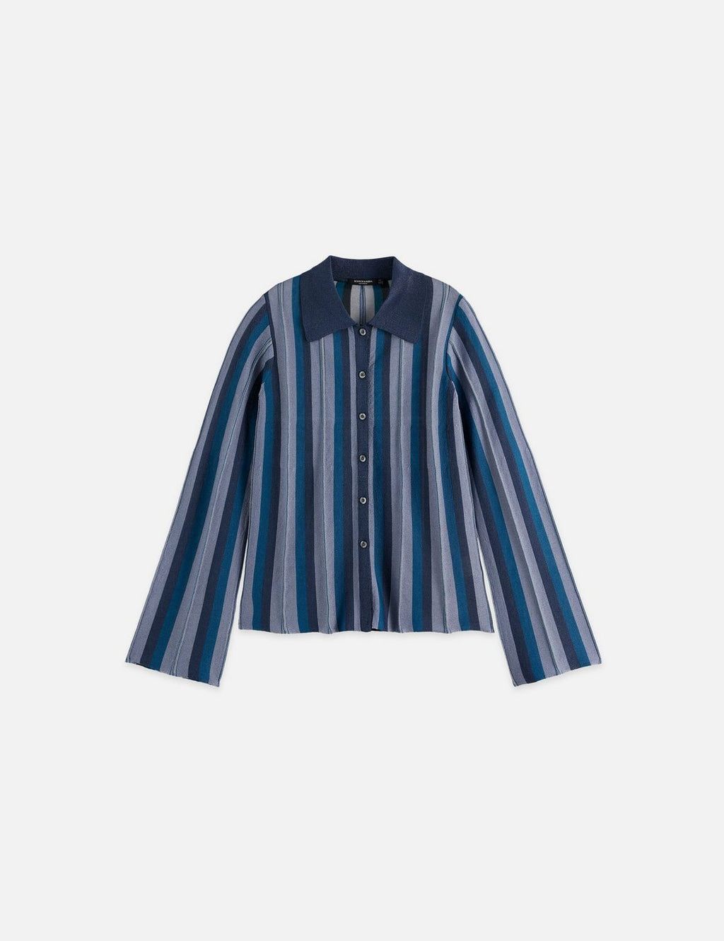 Cardigan Pleated Stripe Collared - Carbon