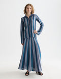 Cardigan Pleated Stripe Collared - Carbon