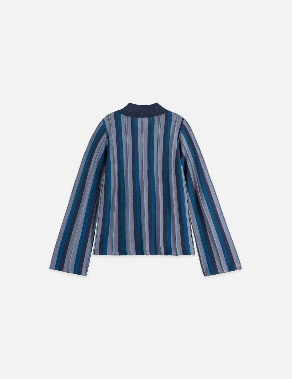 Cardigan Pleated Stripe Collared - Carbon