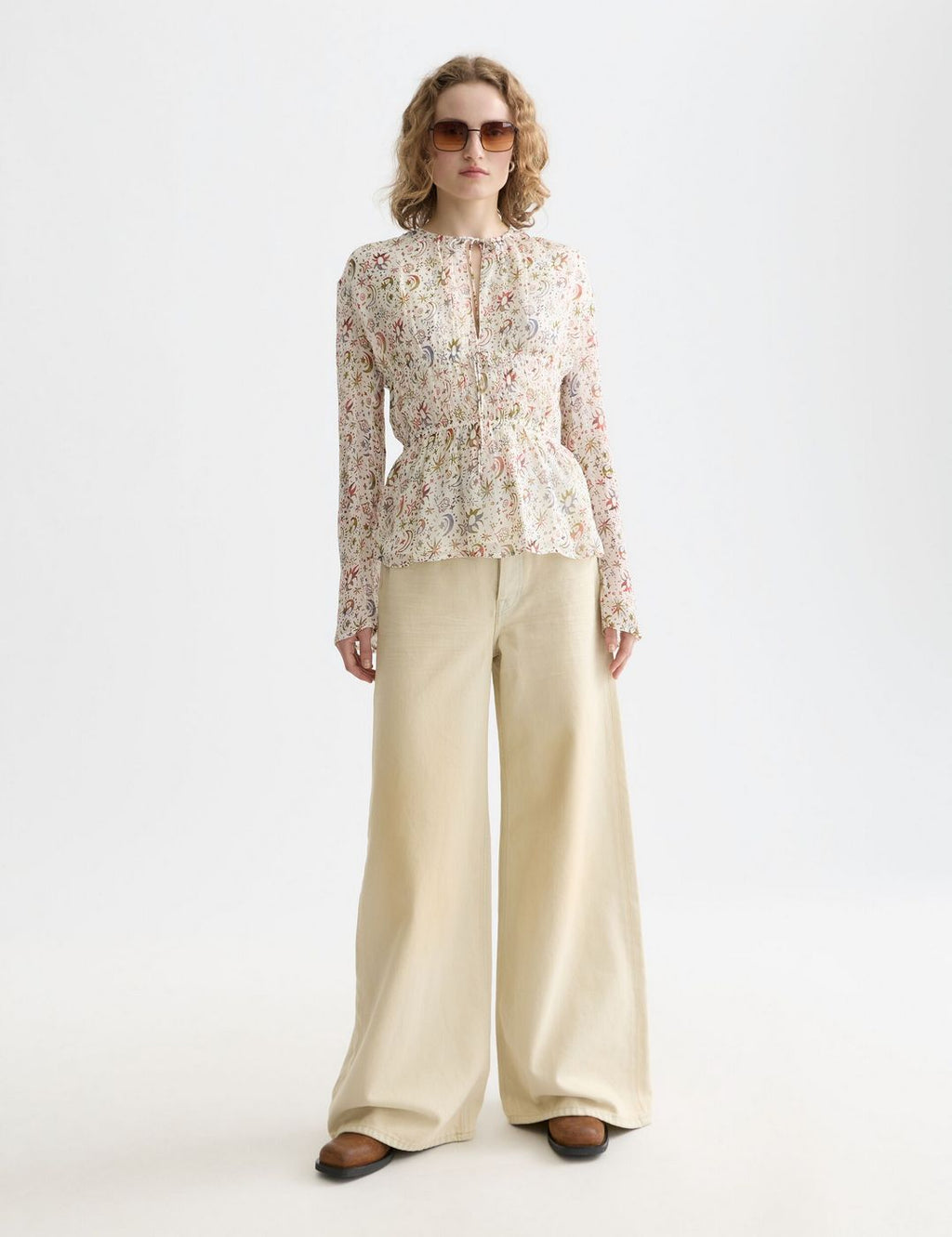 Top Printed With Tied Front - Cosmic Sky Eggnog