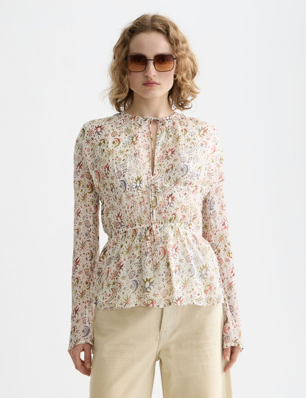 Top Printed With Tied Front - Cosmic Sky Eggnog