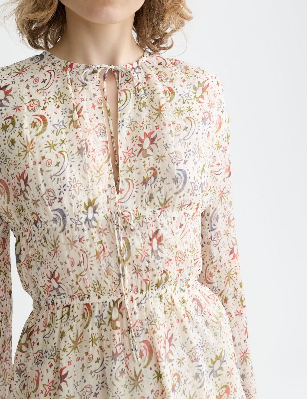 Top Printed With Tied Front - Cosmic Sky Eggnog