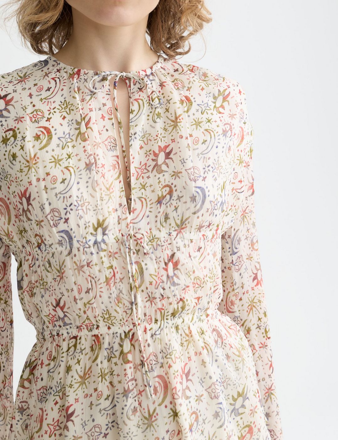 Top Printed With Tied Front - Cosmic Sky Eggnog