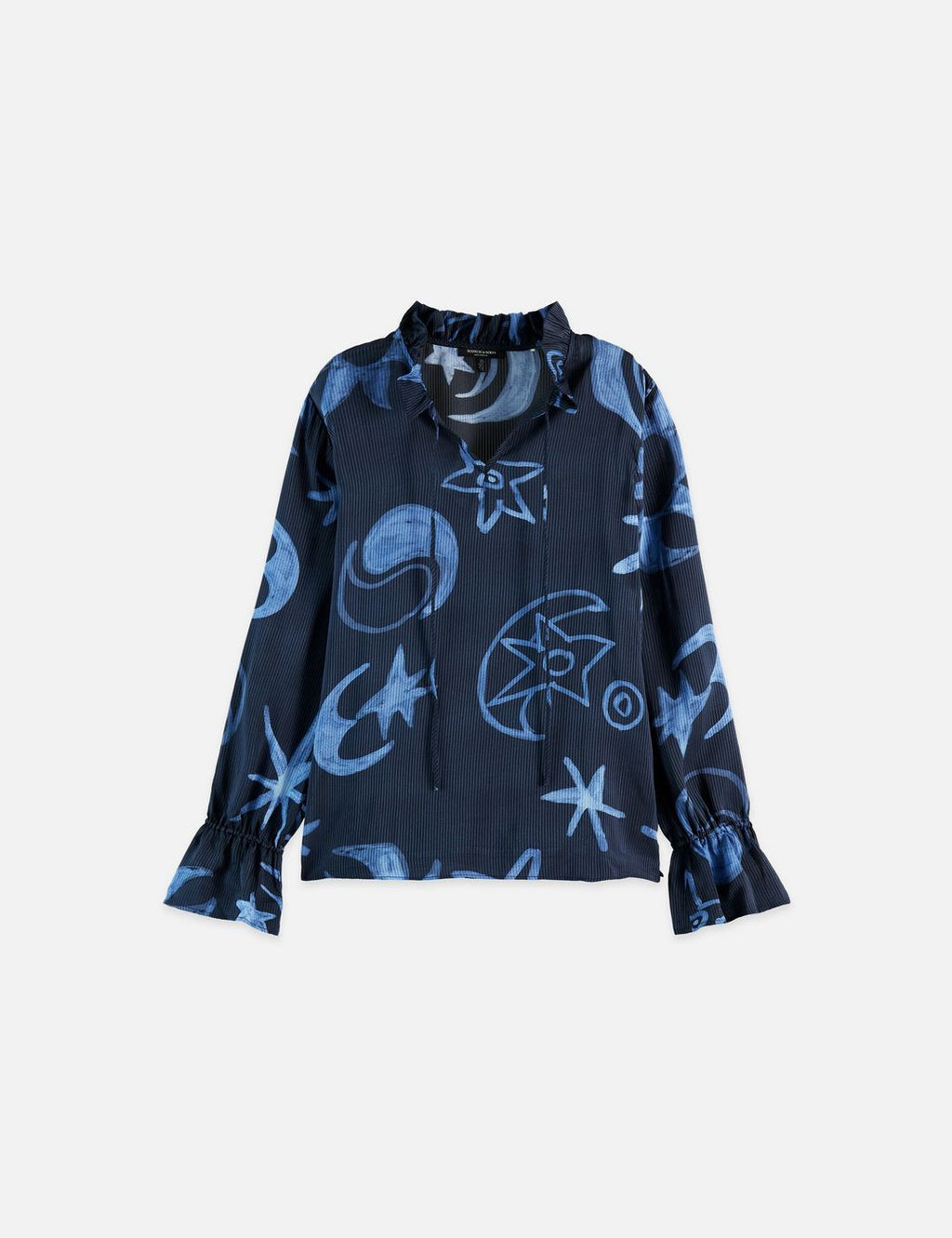 Blouse With Drawstring Cuffs - Cosmic Sky Spaced Carbon