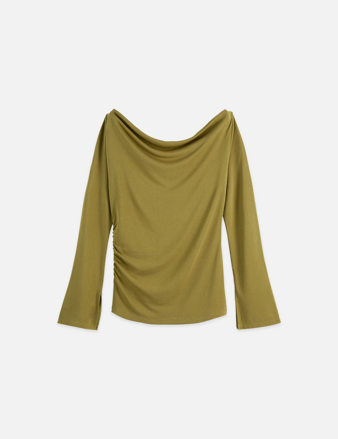 T-shirt Drapey Modal Long Sleeve - Green Moss