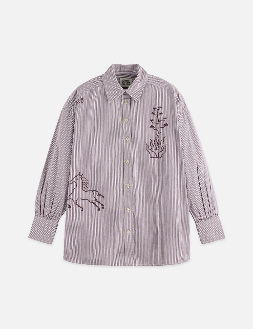 Chemise Embroidery Girlfriend - Fig Stripe