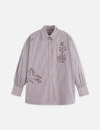 Chemise Embroidery Girlfriend - Fig Stripe