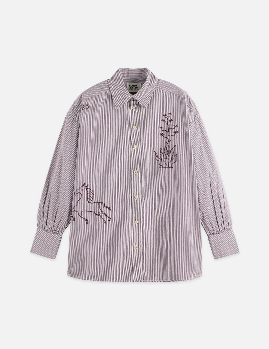 Chemise Embroidery Girlfriend - Fig Stripe