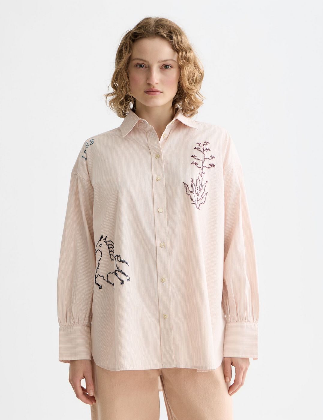 Chemise Embroidery Girlfriend - Rose Dust Stripe