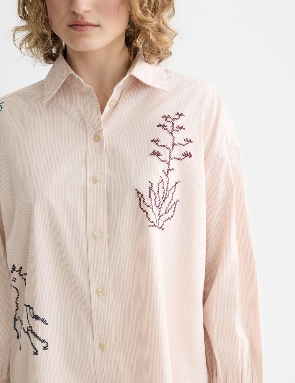 Chemise Embroidery Girlfriend - Rose Dust Stripe
