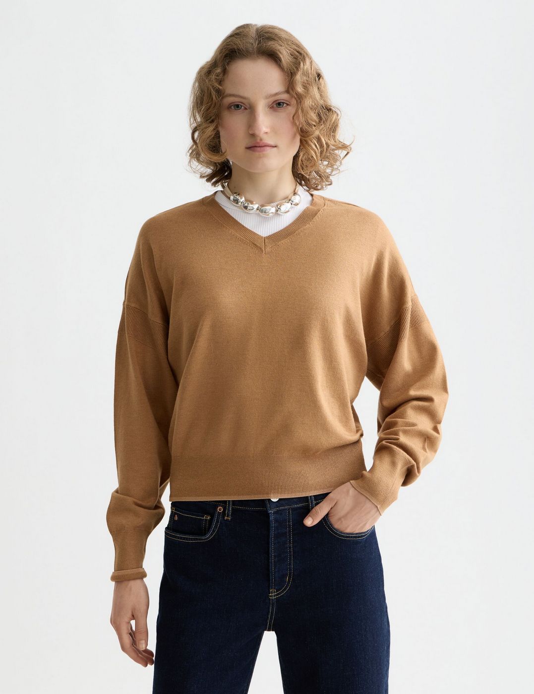 Pull Core V-Neck Relaxed - Tobacco Melange
