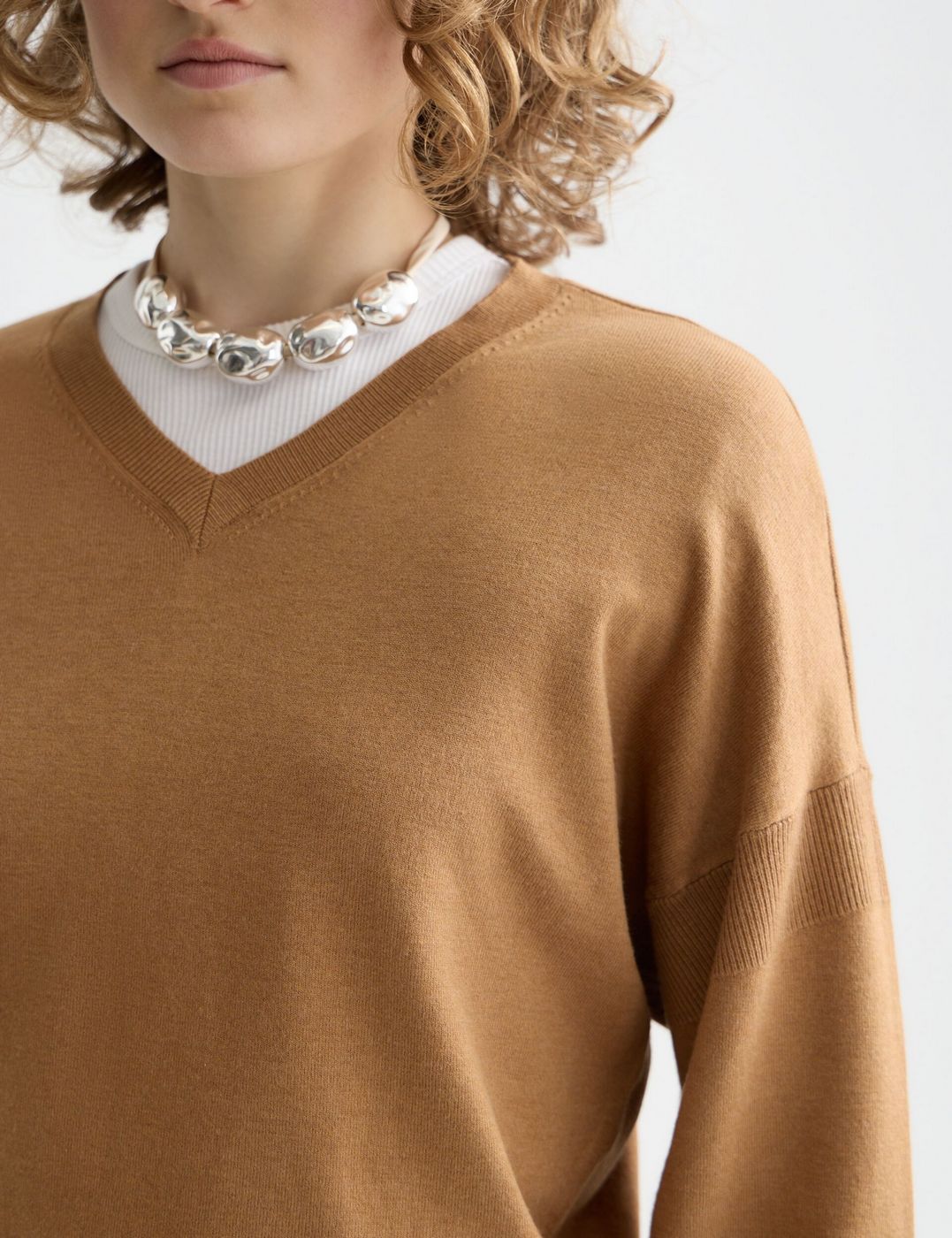 Pull Core V-Neck Relaxed - Tobacco Melange