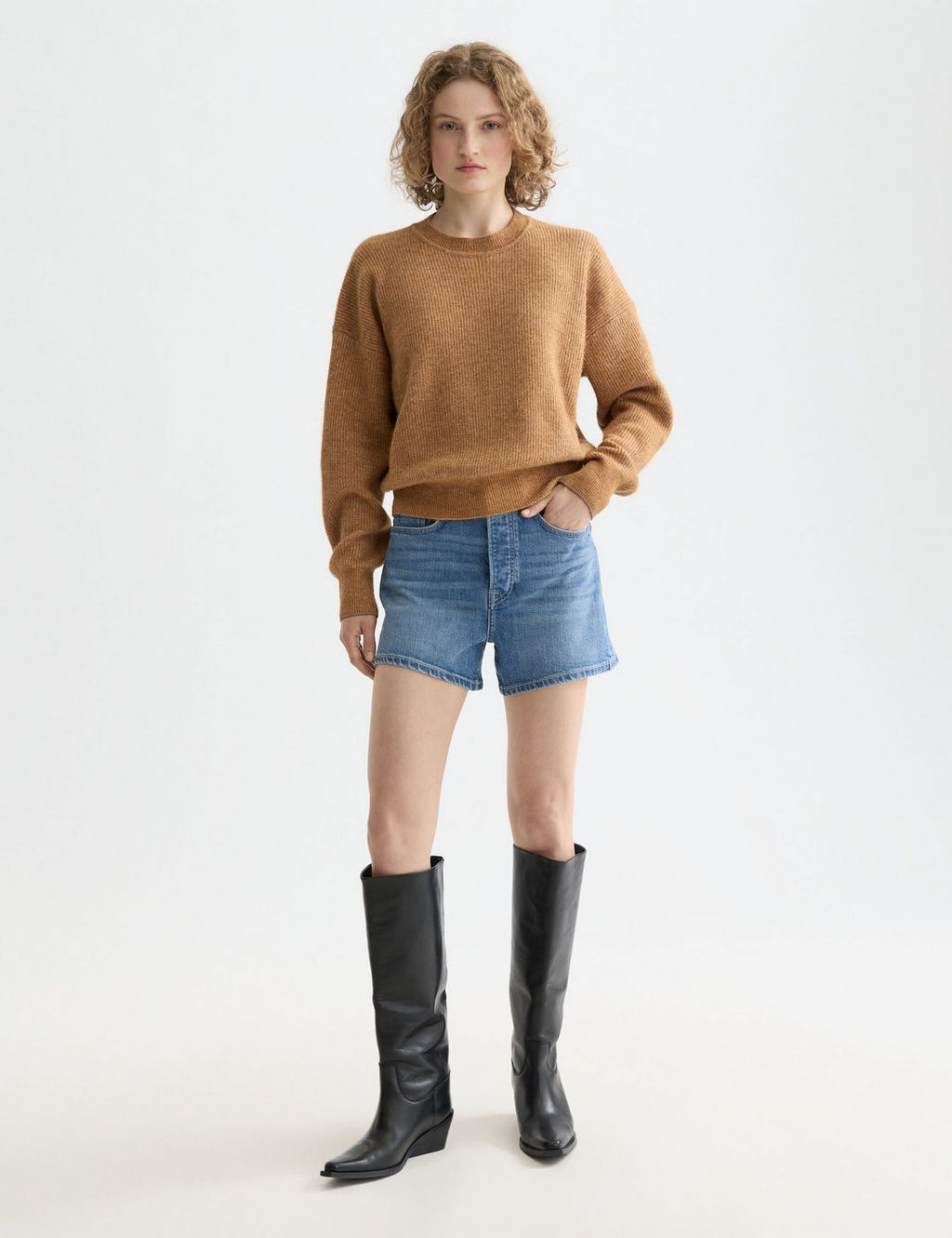 Pull Core Fuzzy Crew Neck - Tobacco Melange