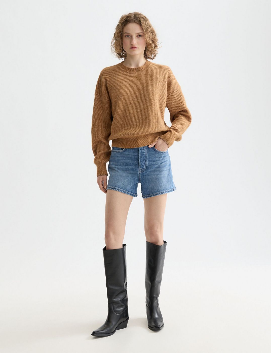 Pull Core Fuzzy Crew Neck - Tobacco Melange