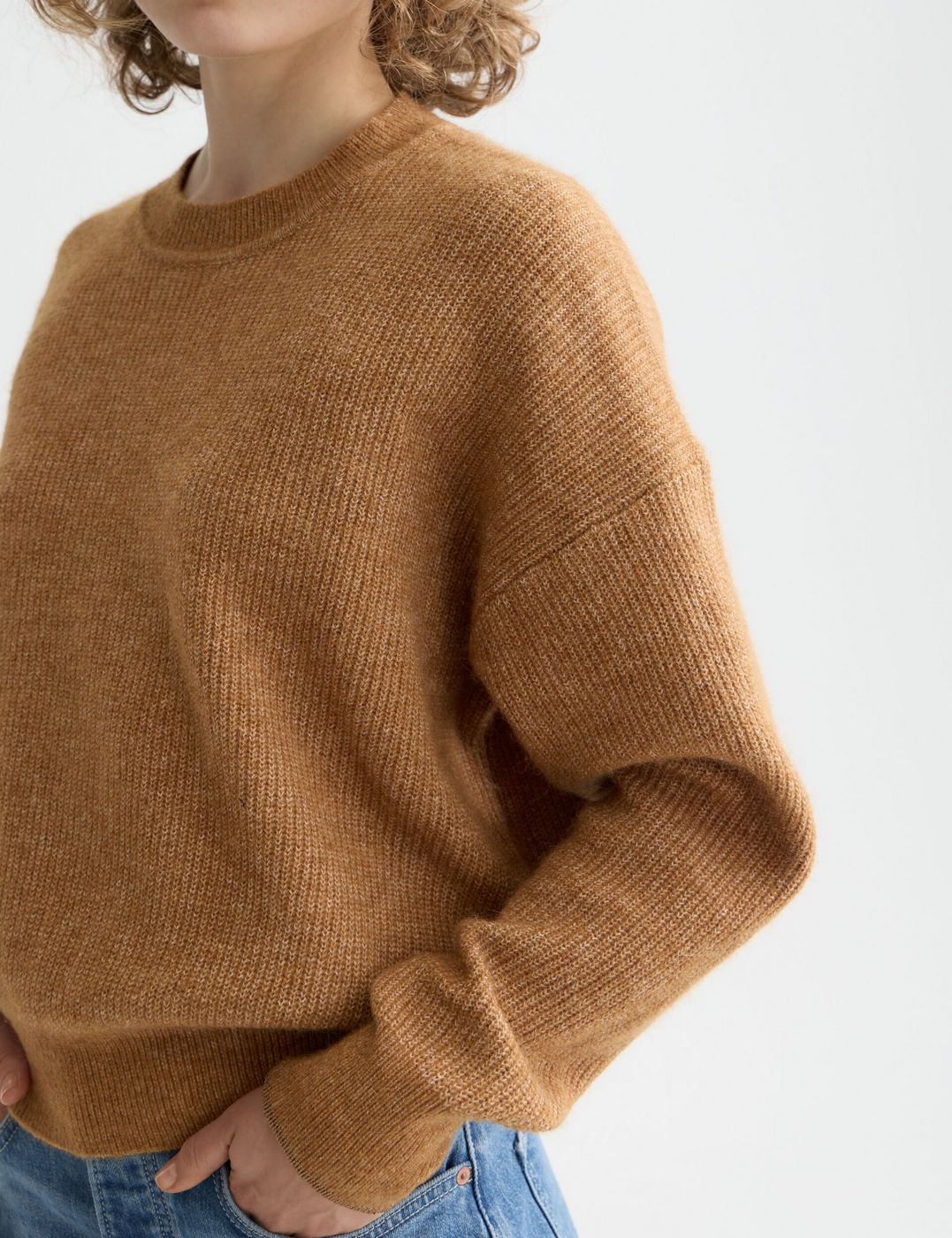 Pull Core Fuzzy Crew Neck - Tobacco Melange