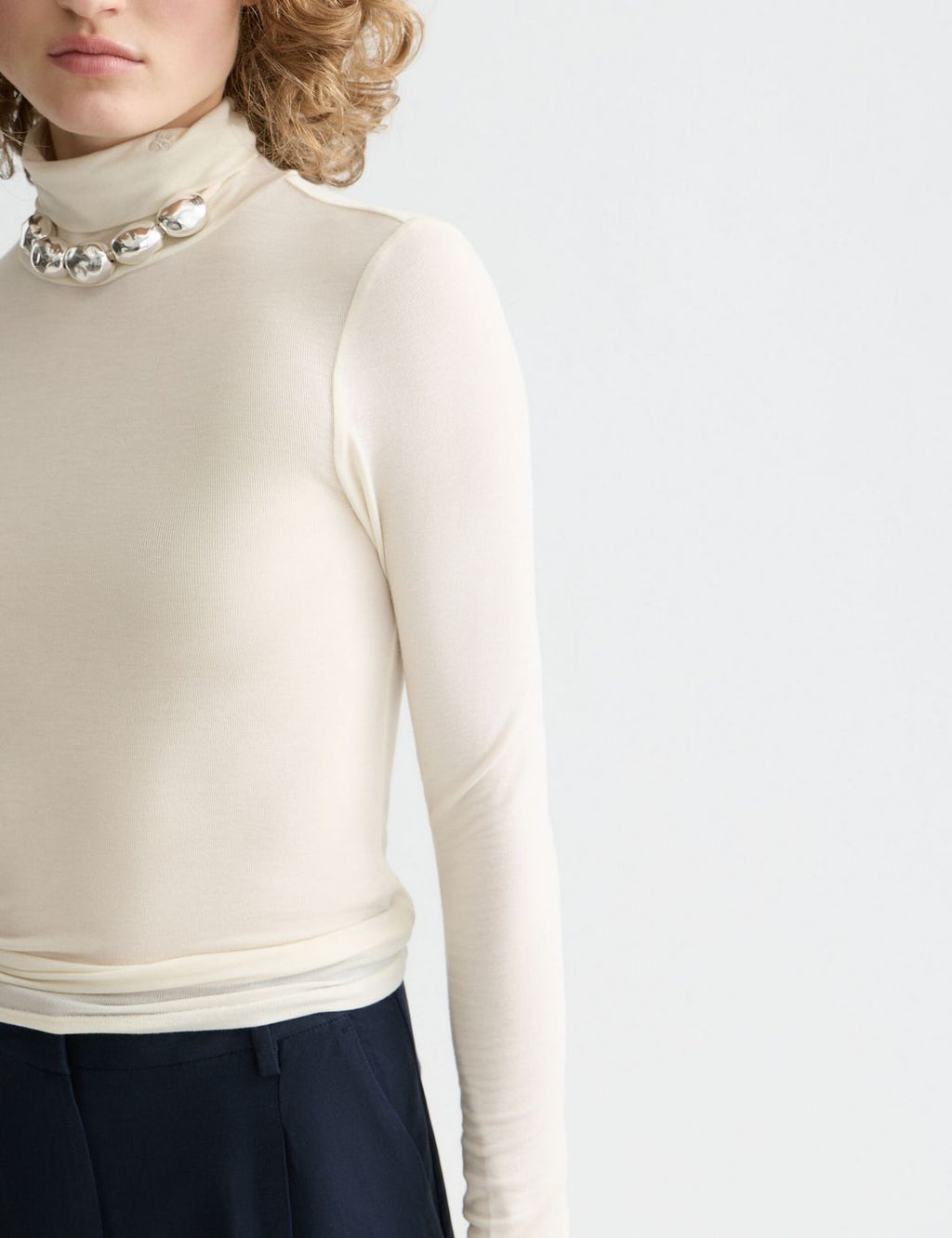 T-shirt Core Roll Up Neck Long Sleeve - Off White