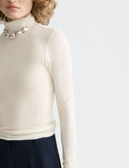 T-shirt Core Roll Up Neck Long Sleeve - Off White