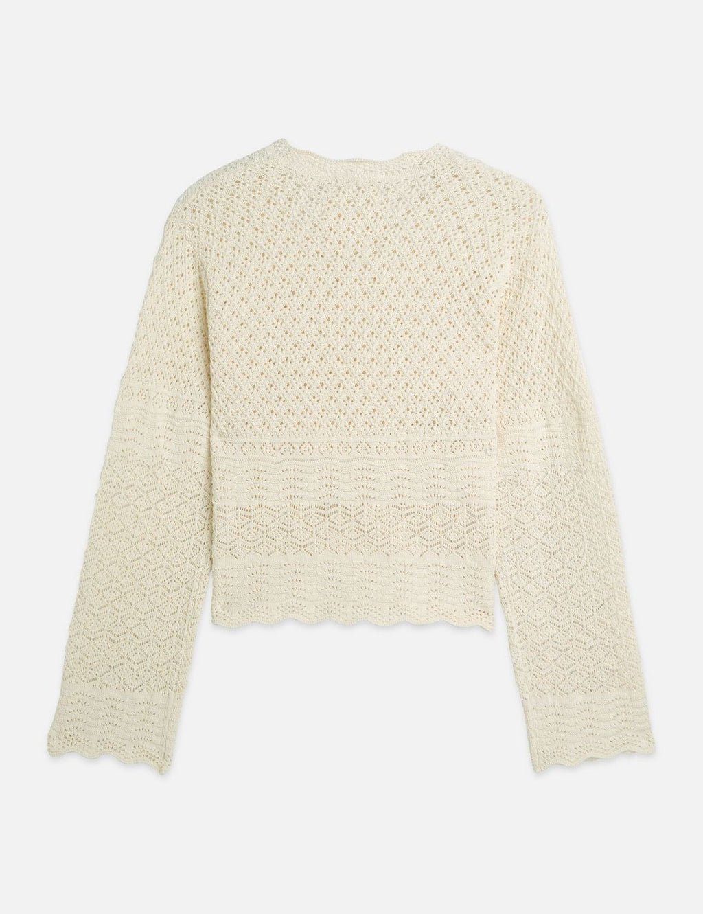 Pull Pointelle Stitch V Neck - Eggnog