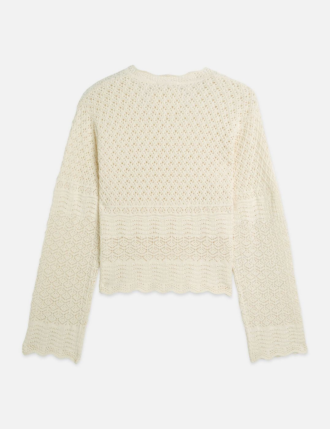 Pull Pointelle Stitch V Neck - Eggnog