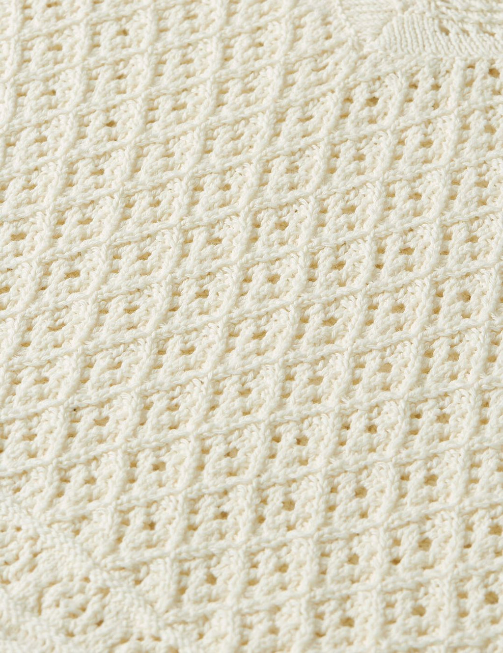 Pull Pointelle Stitch V Neck - Eggnog