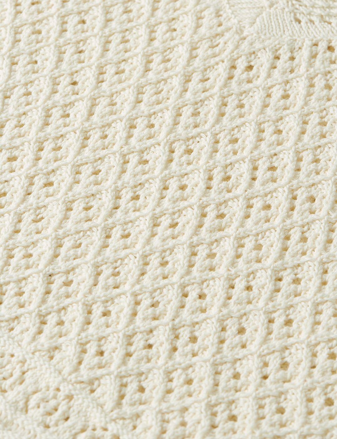 Pull Pointelle Stitch V Neck - Eggnog