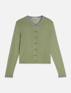 Cardigan Stripe Trim Relaxed - Oil Green