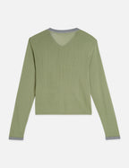 Cardigan Stripe Trim Relaxed - Oil Green