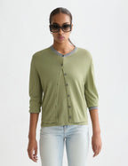 Cardigan Stripe Trim Relaxed - Oil Green