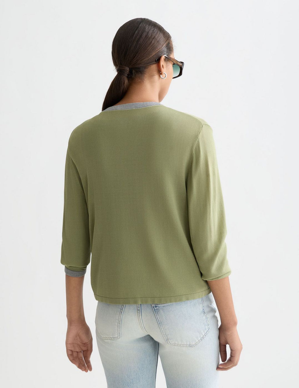Cardigan Stripe Trim Relaxed - Oil Green