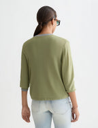 Cardigan Stripe Trim Relaxed - Oil Green