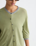 Cardigan Stripe Trim Relaxed - Oil Green