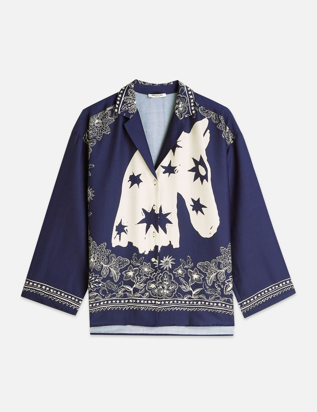 Robe Printed Relaxed Fit Shirt - Horse Bandana Blues