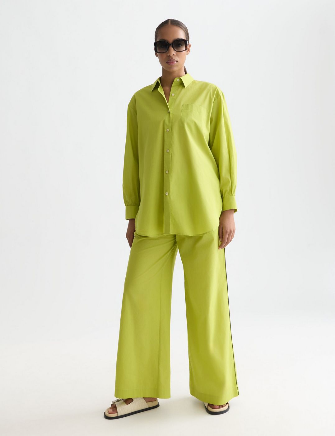 Cotton Voile Oversized Shirt - Green Oasis