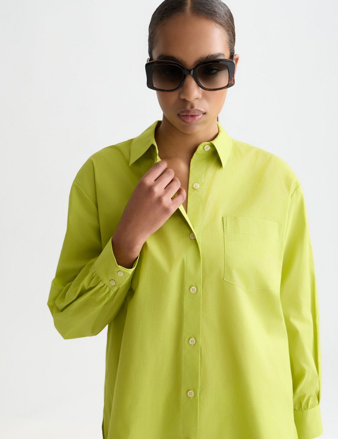 Cotton Voile Oversized Shirt - Green Oasis