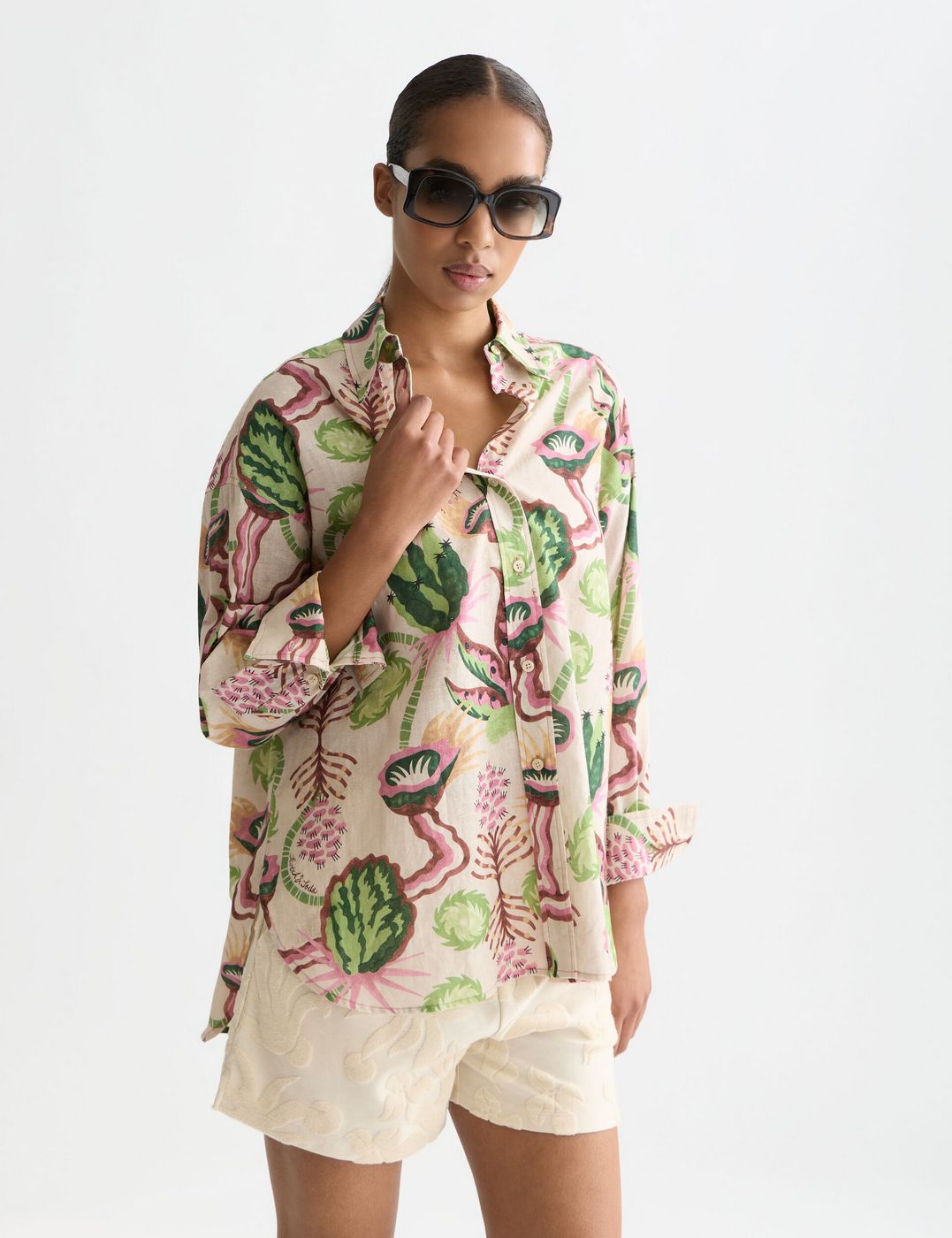 Chemise Linen Blend Printed - Desert Floral Canyon Clay