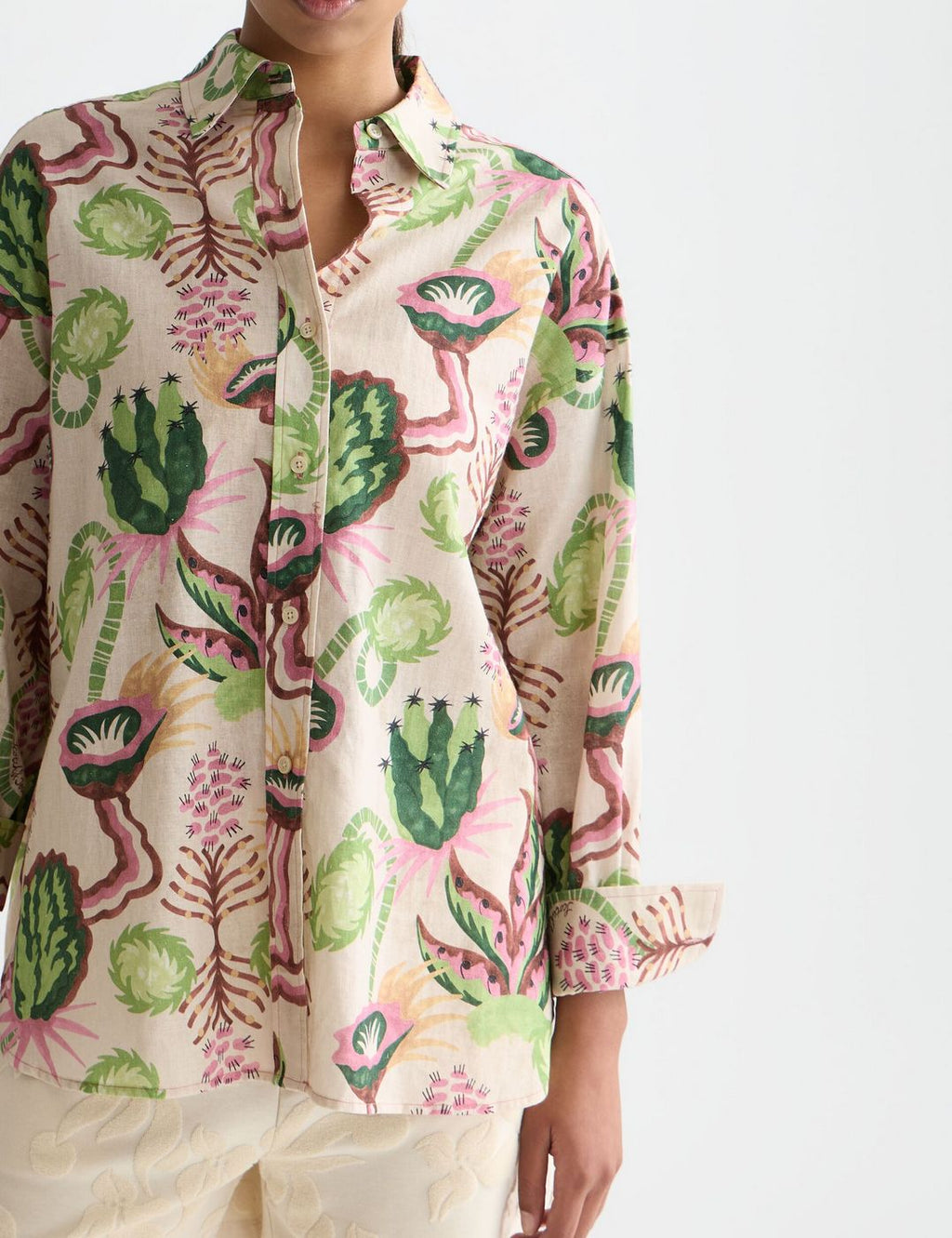 Chemise Linen Blend Printed - Desert Floral Canyon Clay