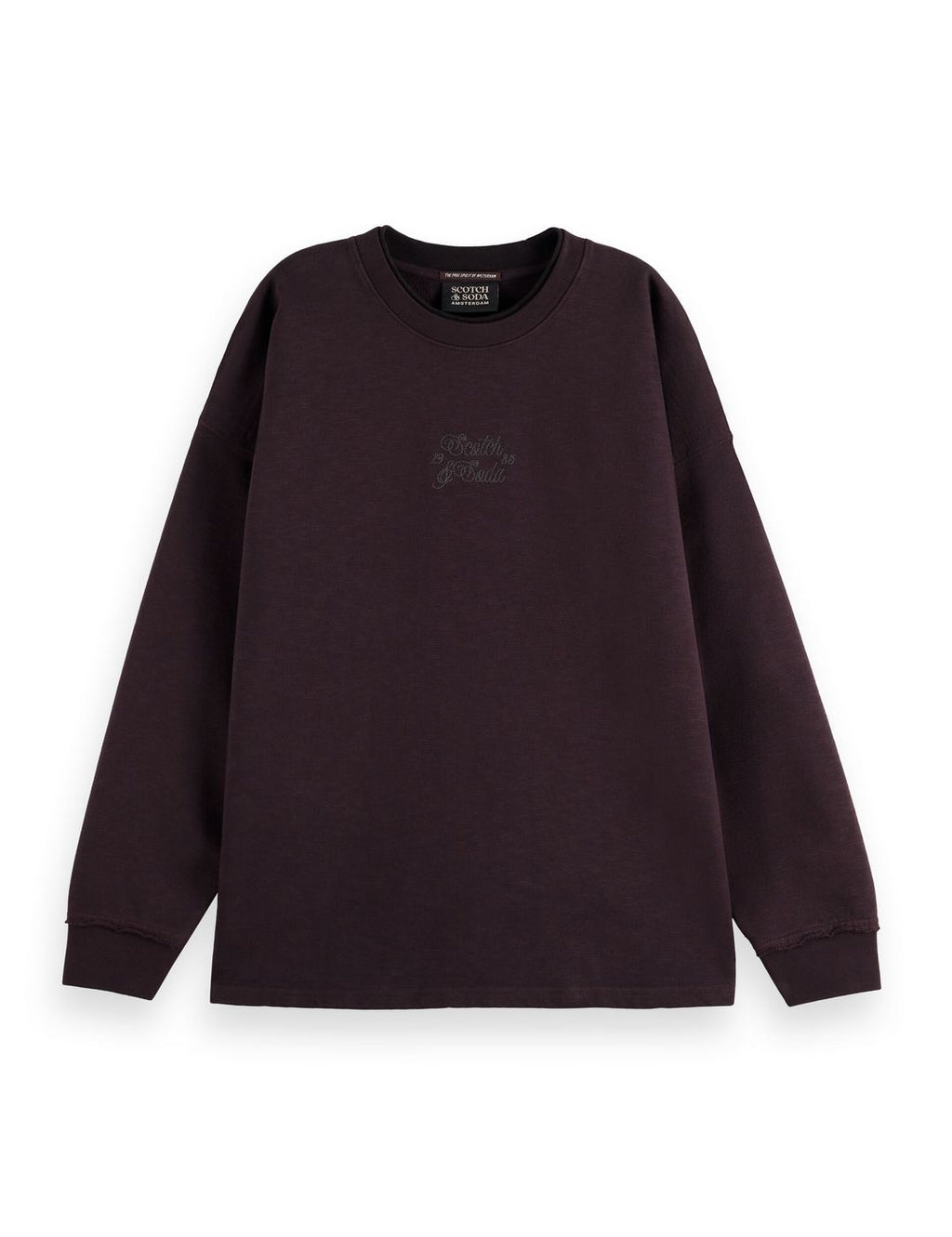 Styckfärgad oversizetröja med logotyp - Chocolate Plum