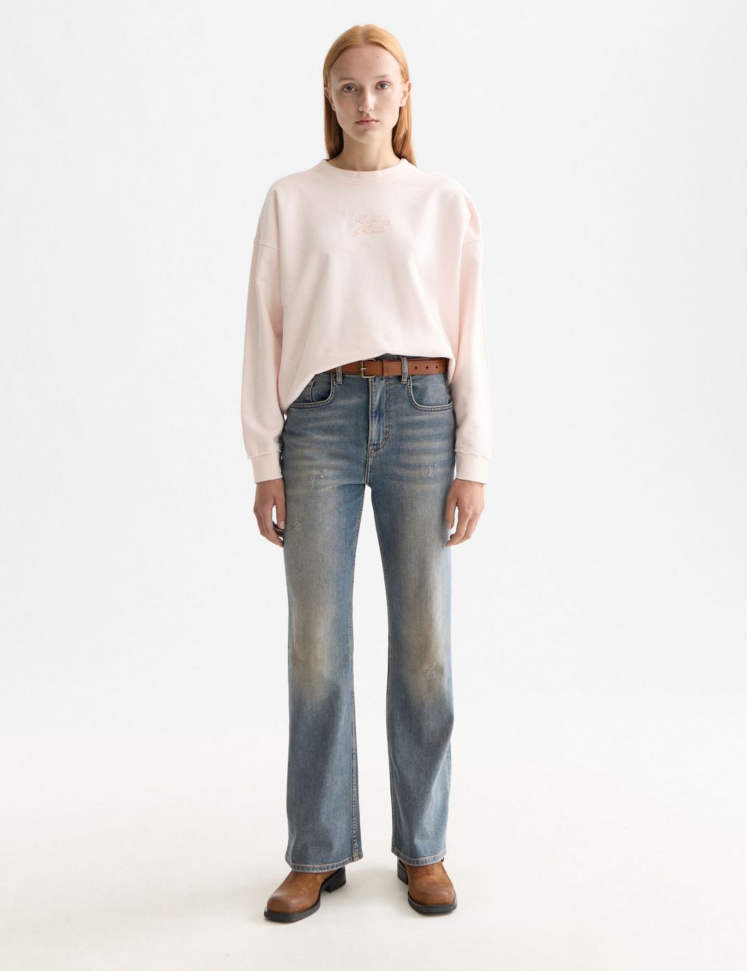 Styckfärgad Oversized Sweatshirt med Logotyp - Barely There