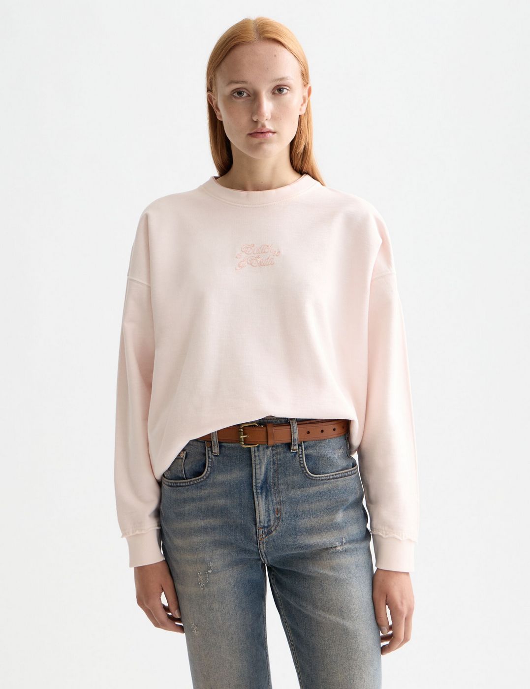 Styckfärgad Oversized Sweatshirt med Logotyp - Barely There